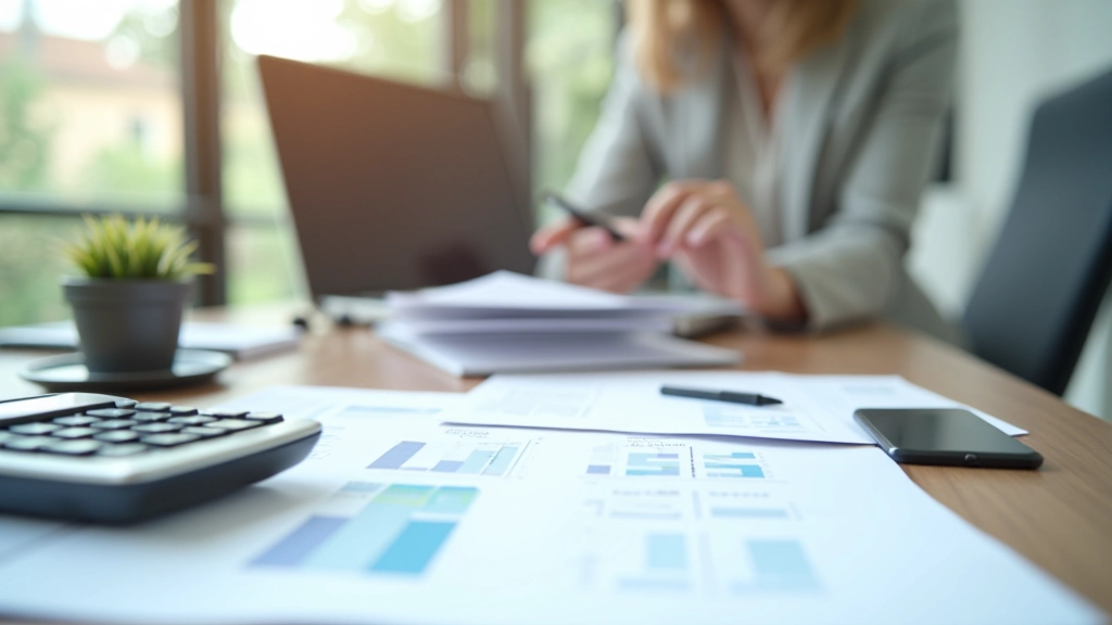 Profesionál pracující s výplatními pásky a finančními dokumenty