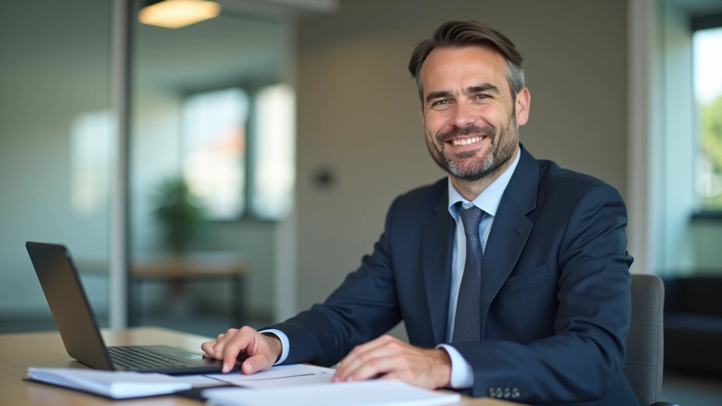 Finanční poradce v kanceláři se analýzou výplatní pásky na stole