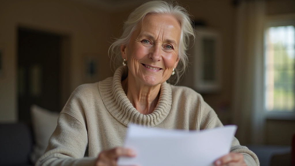 Důchodce studující své výplatní doklady u stolu