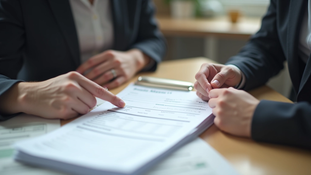 Dvě osoby v diskusi nad finančním dokumentem